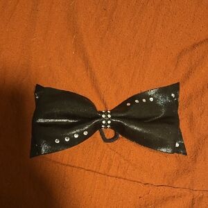Chic Black Rhinestone Bow Hair Clip